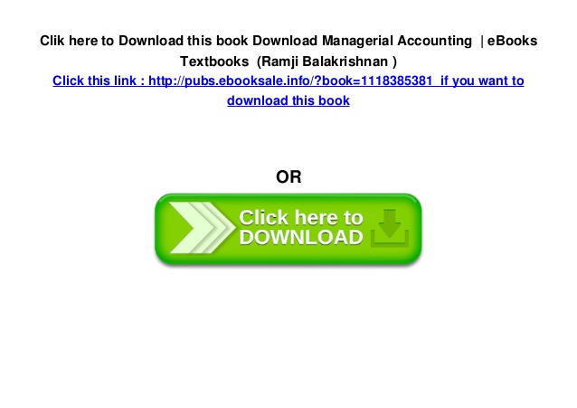 Managerial Accounting Books Free Download